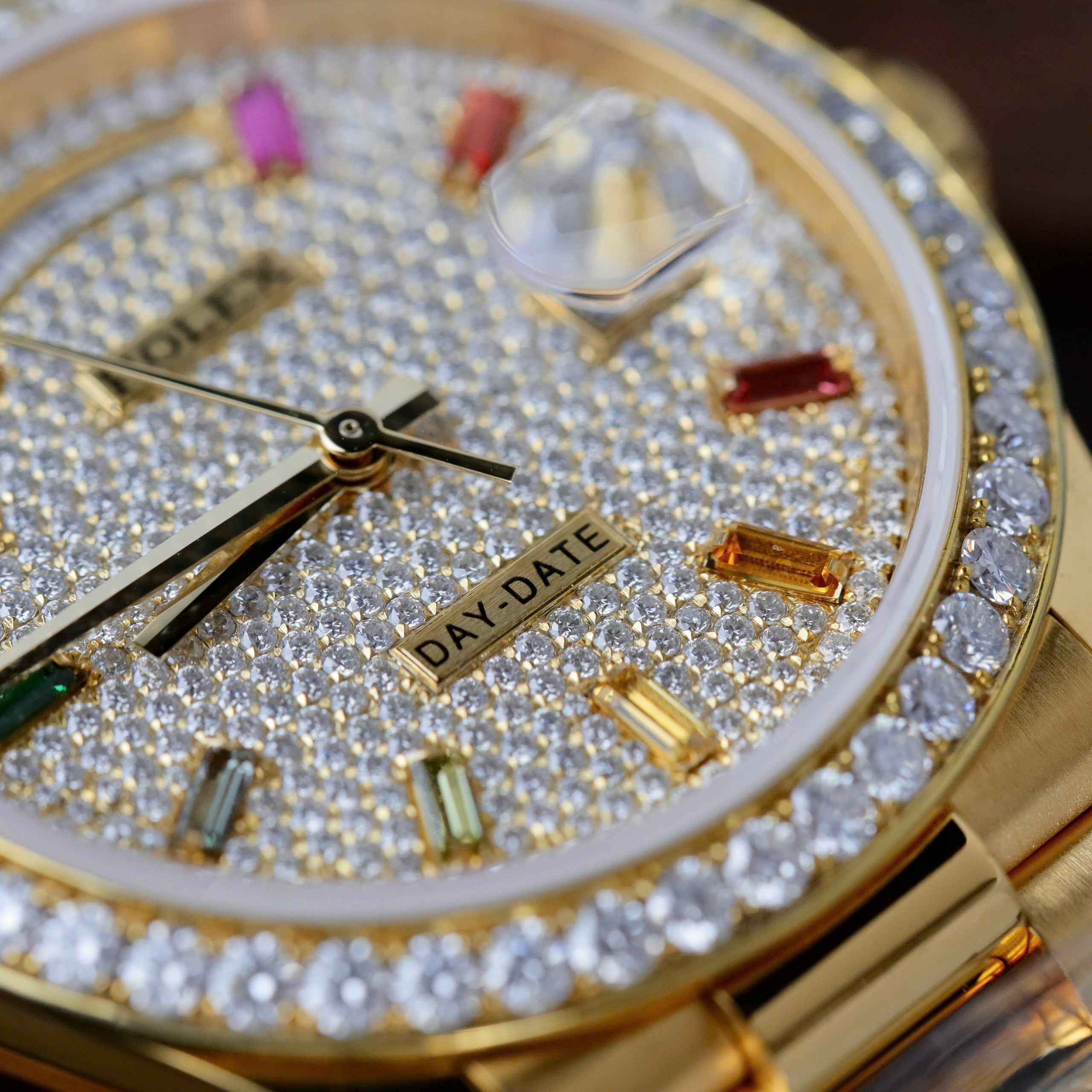 Rolex Day-Date Knock Off Watches 18K Gold Wrapped + Diamond Moissanite Rainbow Dial 36mm (4)
