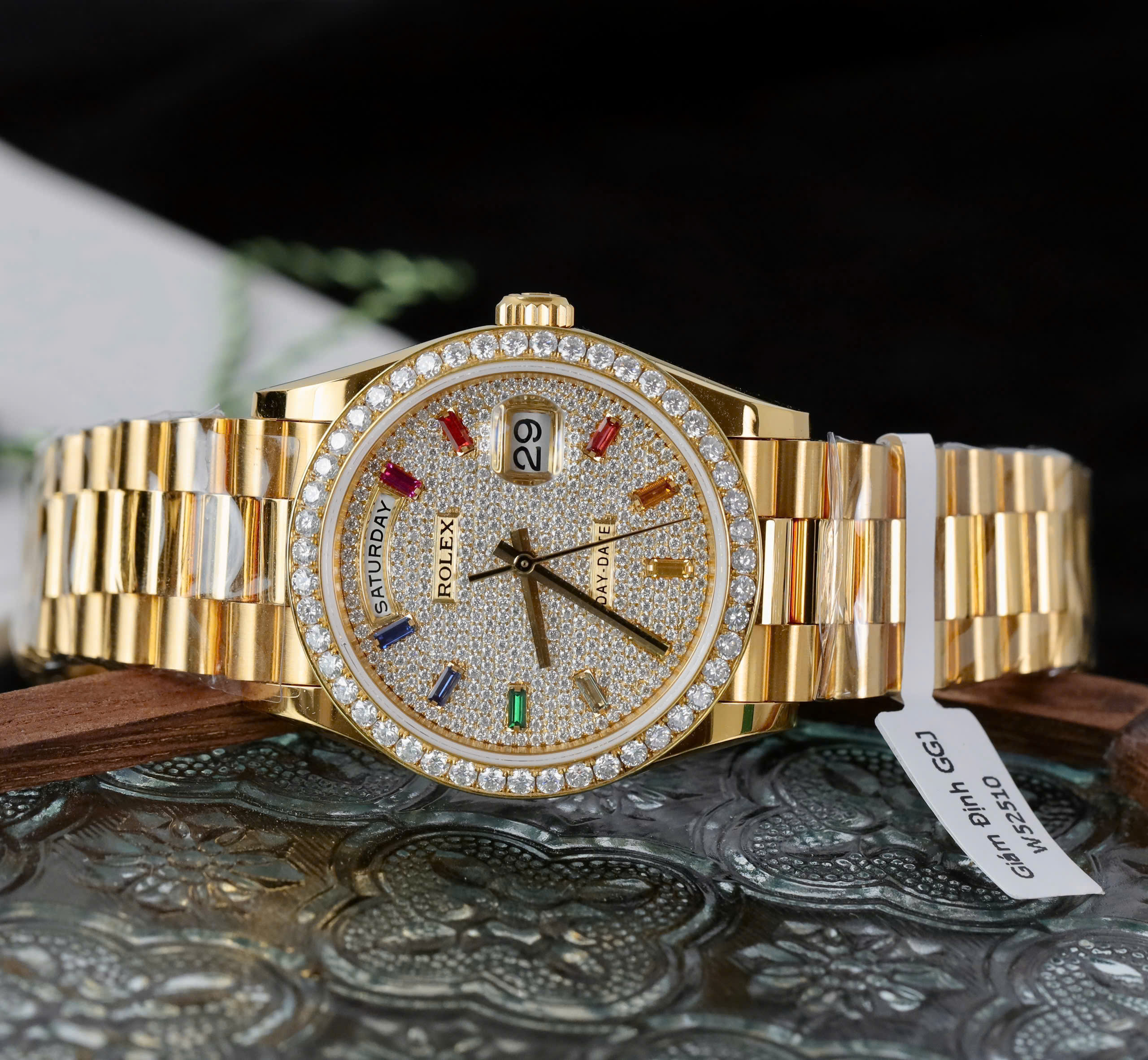 Rolex Day-Date Knock Off Watches 18K Gold Wrapped + Diamond Moissanite Rainbow Dial 36mm (7)