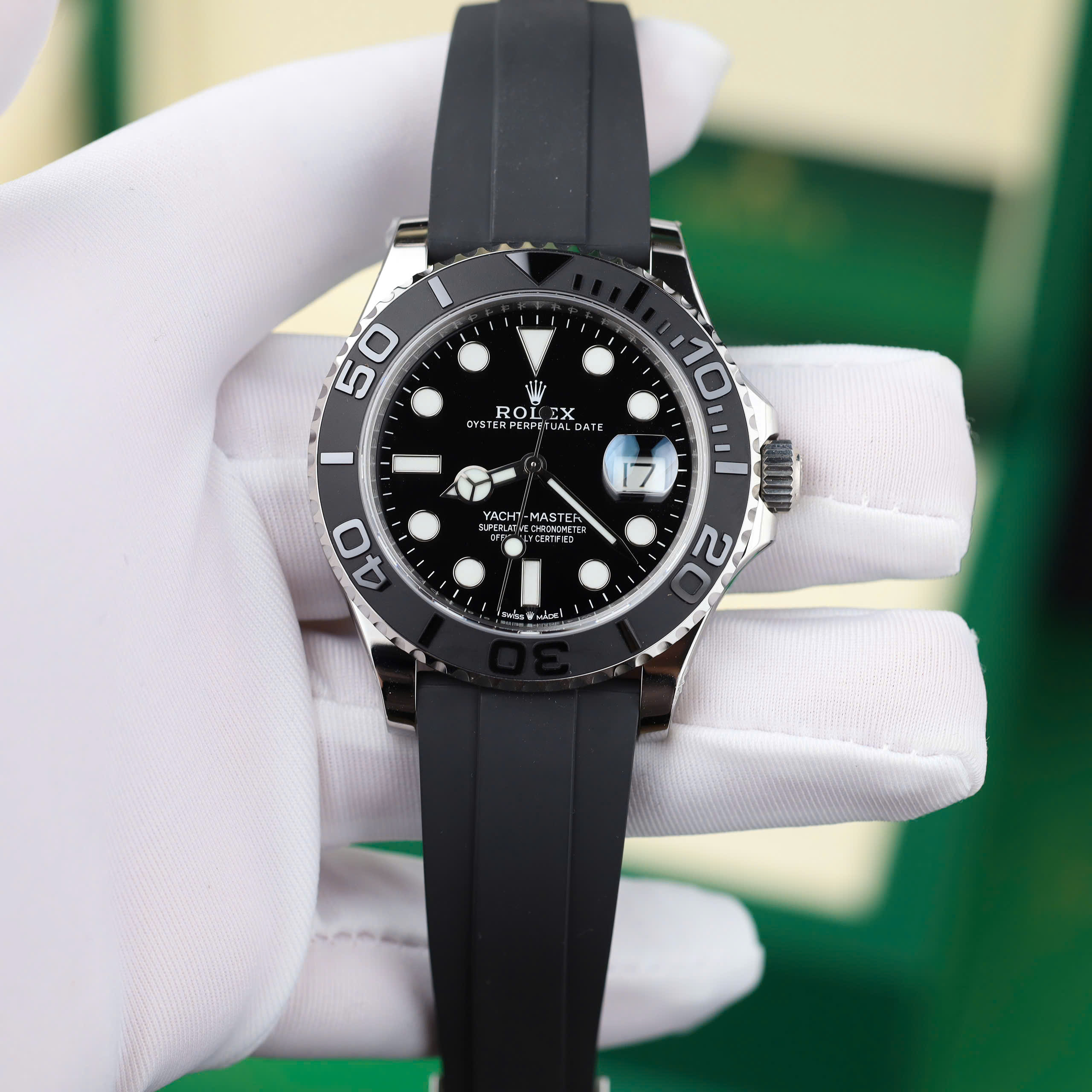 Rolex Yacht-Master 126655 Imitaiton Watch Stainless Steel 904L Black Dial Rubber Strap Clean Factory 42mm (1)