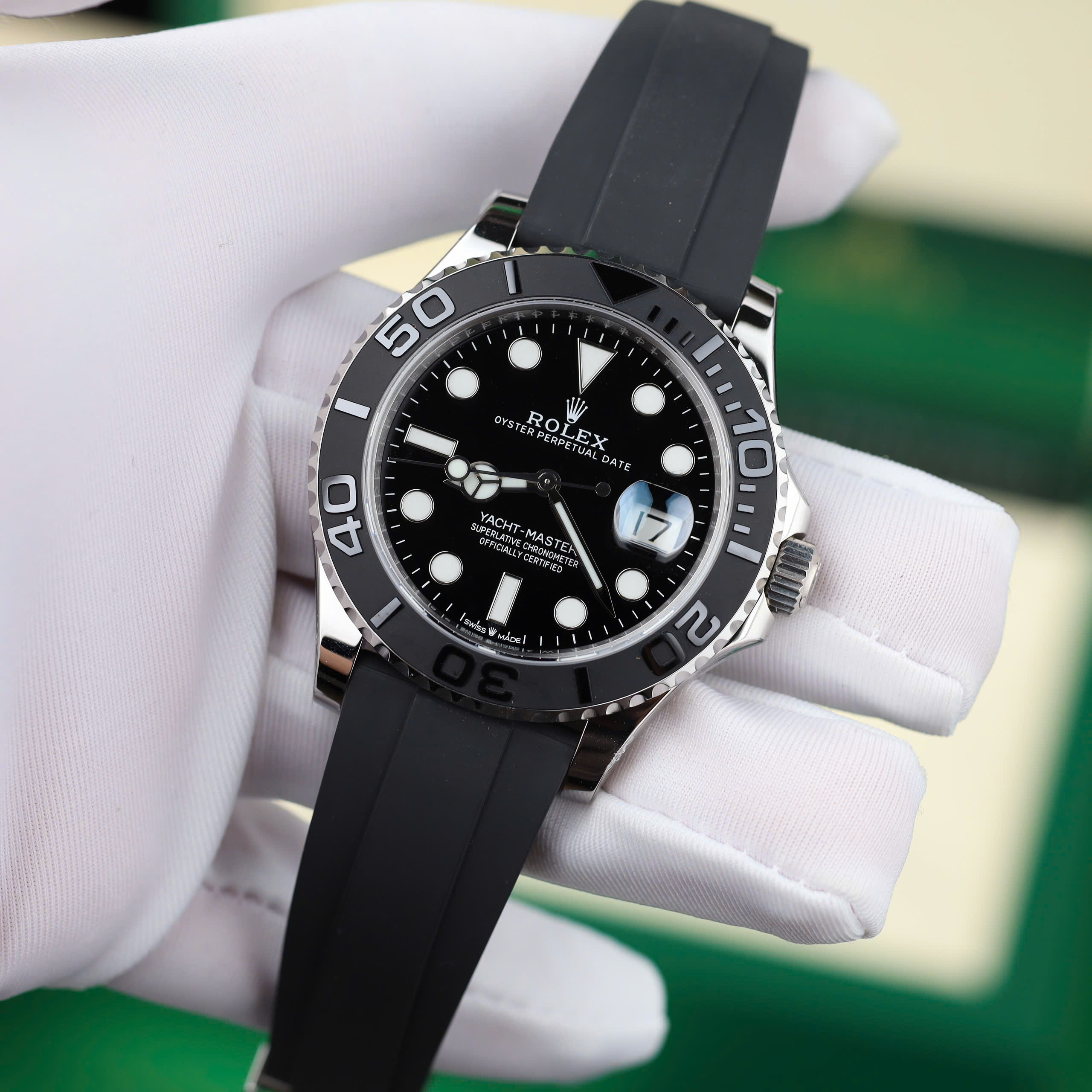 Rolex Yacht-Master 126655 Imitaiton Watch Stainless Steel 904L Black Dial Rubber Strap Clean Factory 42mm (8)